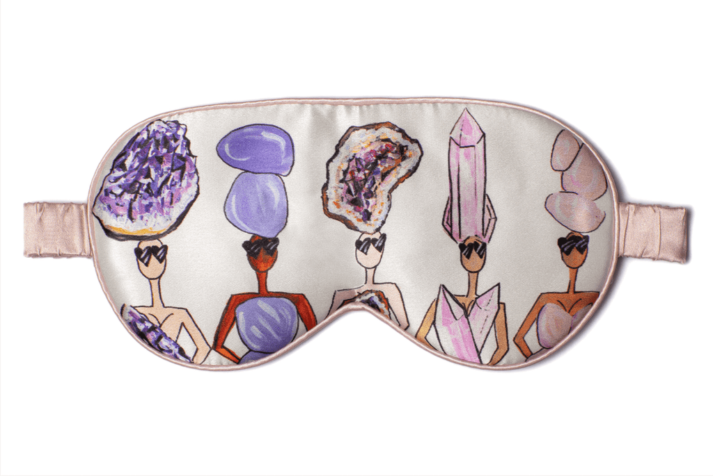 EYE MASK PINK CRYSTALS SILK - Charlotte Posner