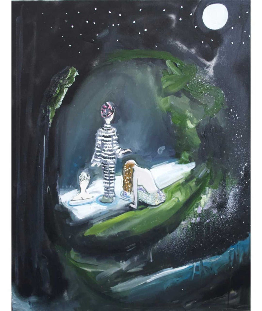 FULL MOON IN THE MAGICAL FOREST PAINTING - Charlotte Posner